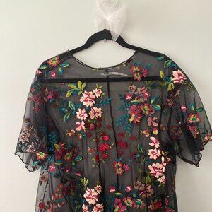Kimchi Blue, sheer top with embroidered details